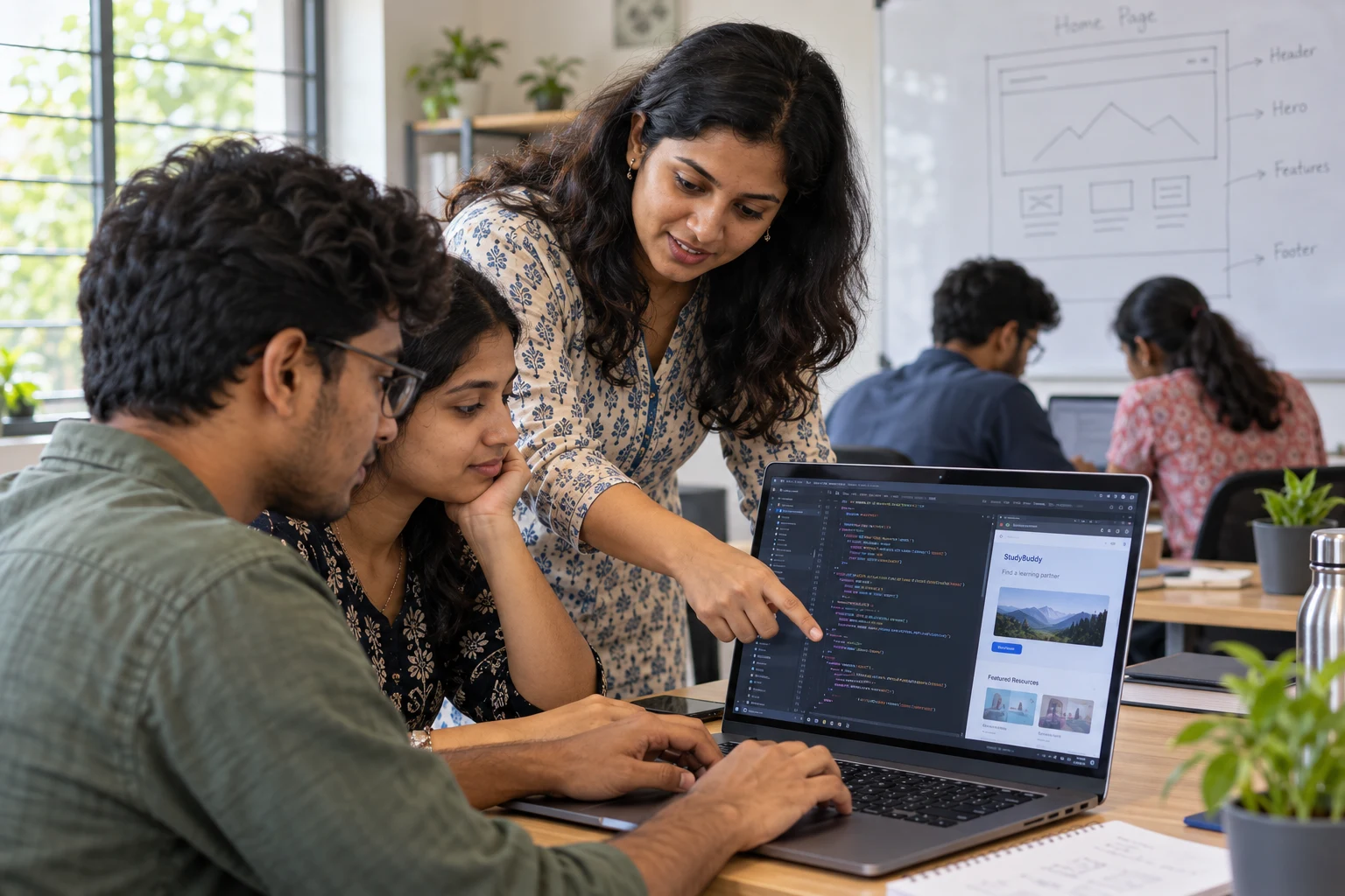 A software development mentor helping aspiring developers build a web application
